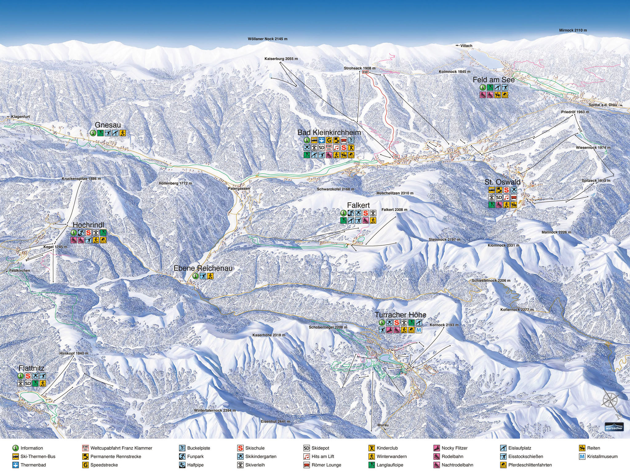 Pistenplan Bad Kleinkirchheim und Umgebung